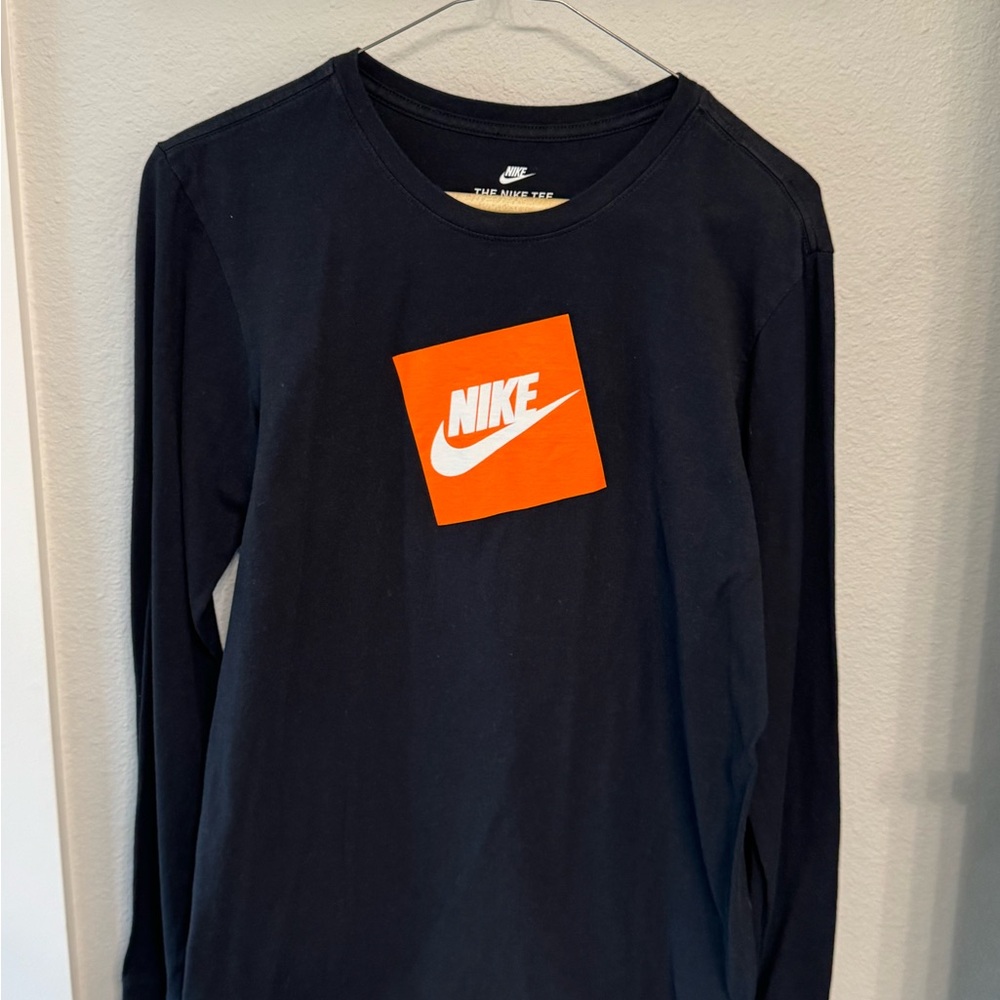 Nike Black Shirt with Vibrant Orange Logo